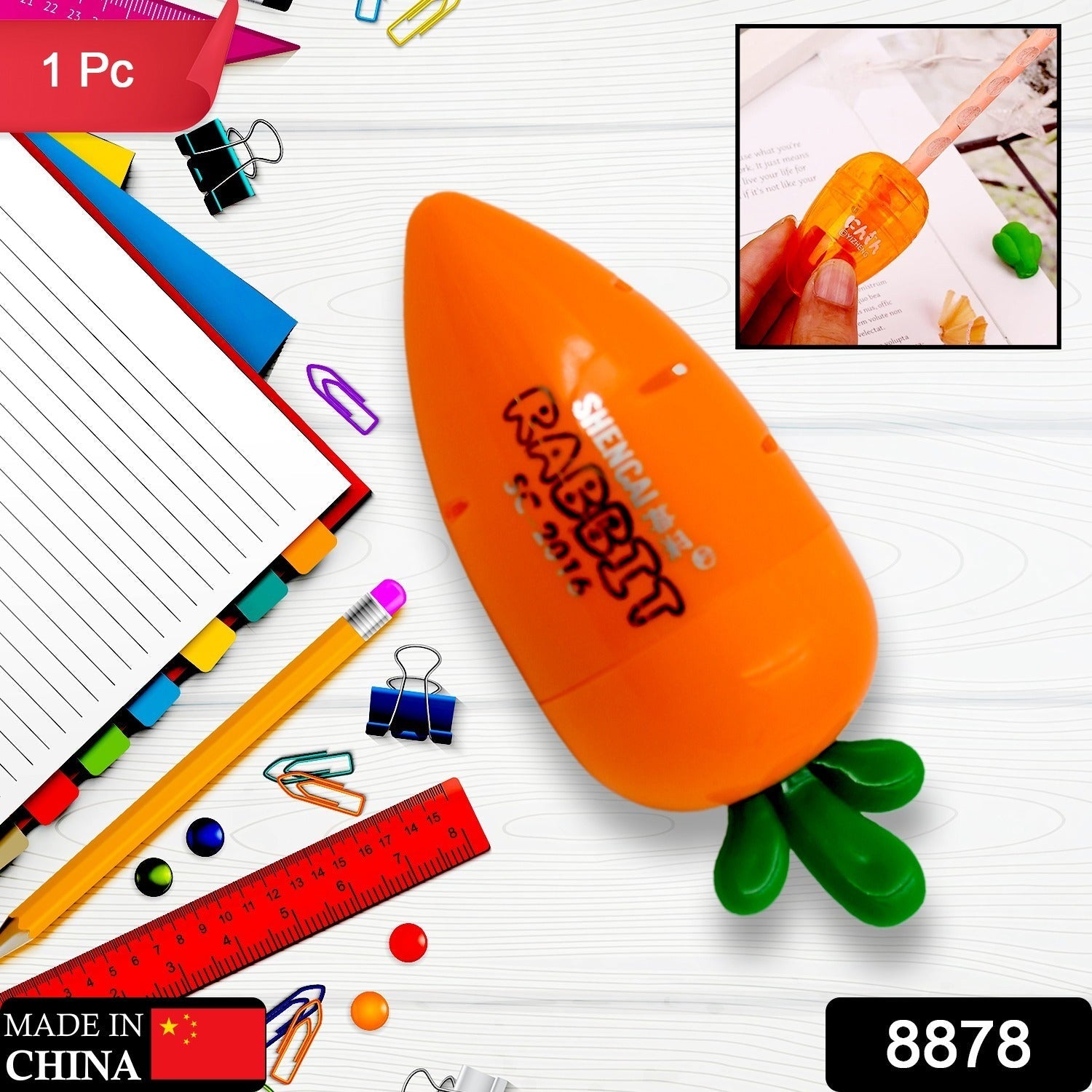 8878 Student Pencil Sharpener Cartoon Simple Carrot Pencil Sharpener Suitable for Students, Children, School, Stationery (1 Pc) 8878 Student Pencil Sharpener Cartoon Simple Carrot Pencil Sharpener Suitable for Students, Children, School, Stationery (1 Pc)